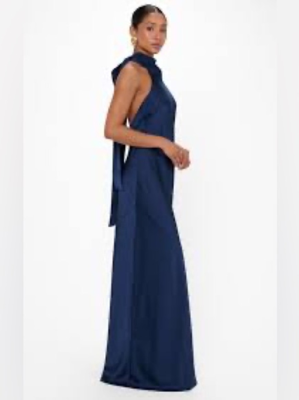 Zara Navy One-Shoulder Maxi Dress